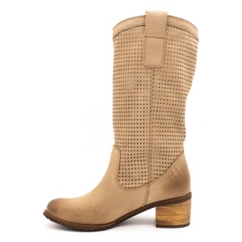 Olivier Women's openwork boots D44 beige 1