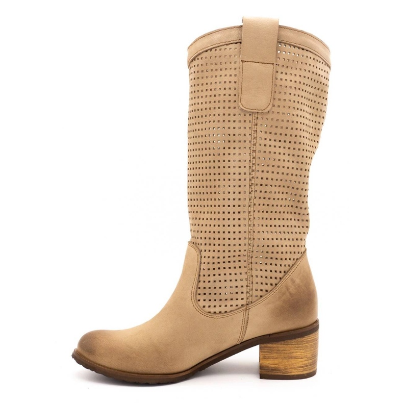 Olivier Women's openwork boots D44 beige 1