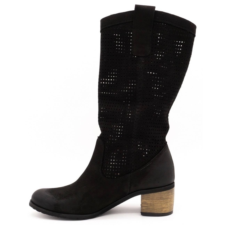 Olivier Women's black boots D44 openwork 1