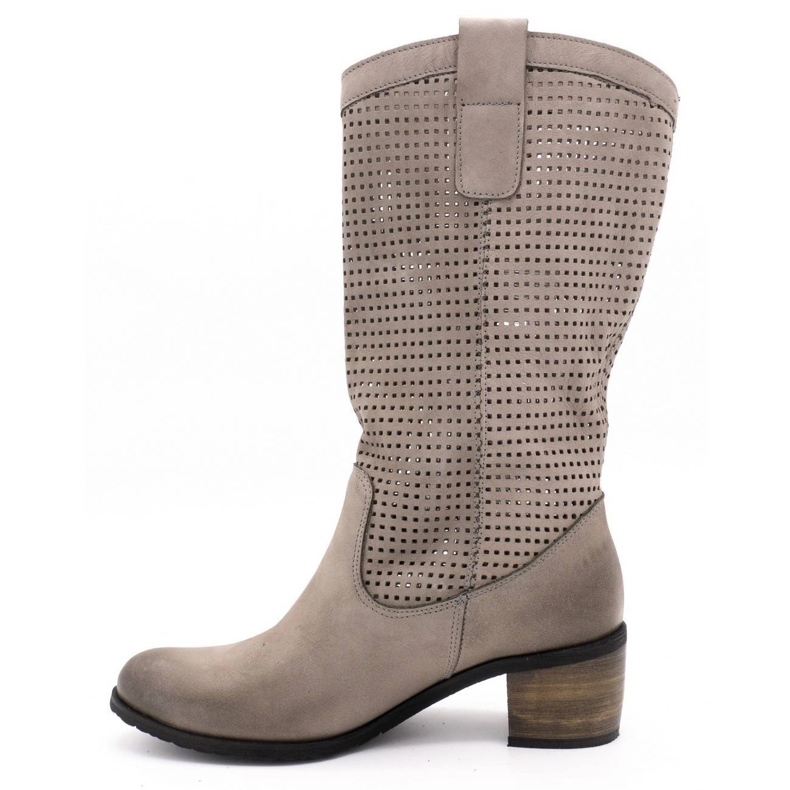 Olivier Women's gray openwork boots D44 grey 1