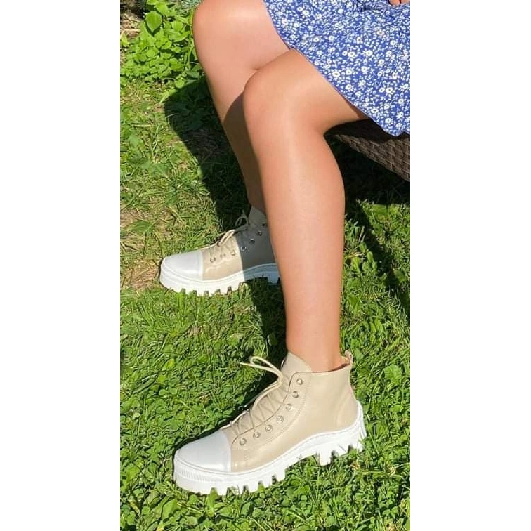 Polbut Leather women's boots D1 beige 2