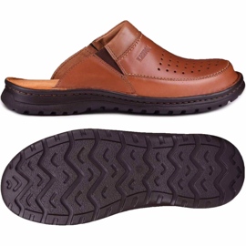 Men's leather slippers 219 Kampol brown 1