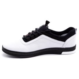 Polbut Men's leather casual shoes K24 white with black underside 1