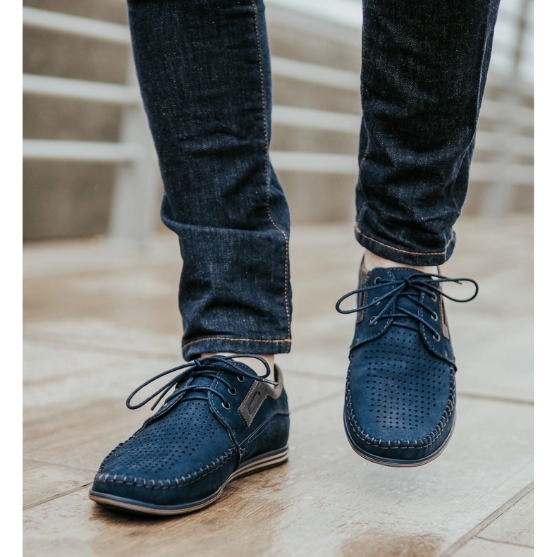 Olivier Men's leather loafers 4228 navy blue 1