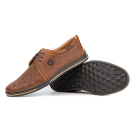 Polbut Leather shoes for men 343 camel perforation brown 2