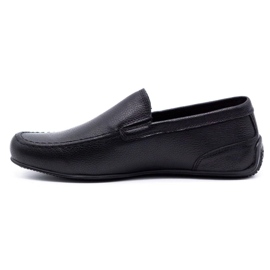 Polbut Men's leather loafers 2105 black grain 1