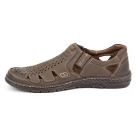 Joker Men's summer leather shoes, slip-on 500J olive green 1