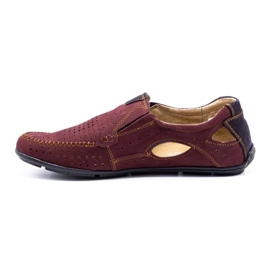 Olivier Men's shoes moccasins 91K summer burgundy red 1