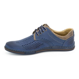 Polbut Leather shoes for men 402 summer navy blue with brown 1