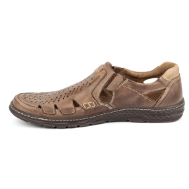 Joker Men's summer leather shoes, slip-on 500J brown 1