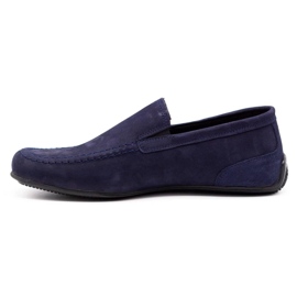 Polbut Men's leather loafers 2105 navy blue 1