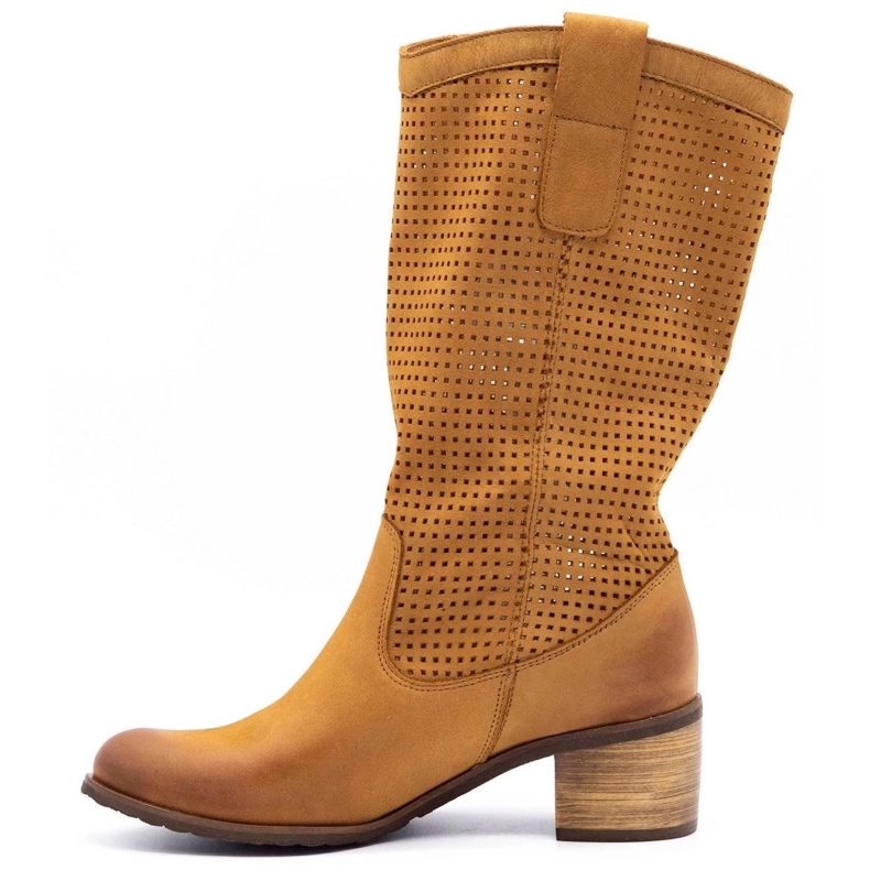 Olivier Women's openwork boots D44 camel brown 1