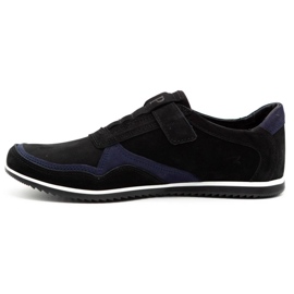 Polbut Men's casual leather shoes 2102/2 black with navy blue 1