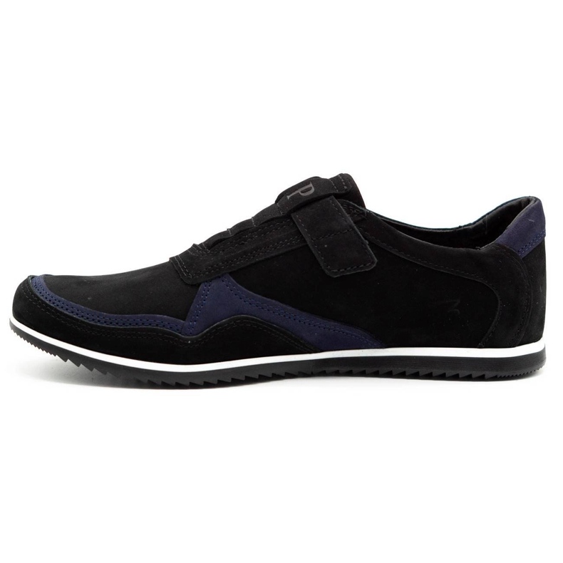 Polbut Men's casual leather shoes 2102/2 black with navy blue 1