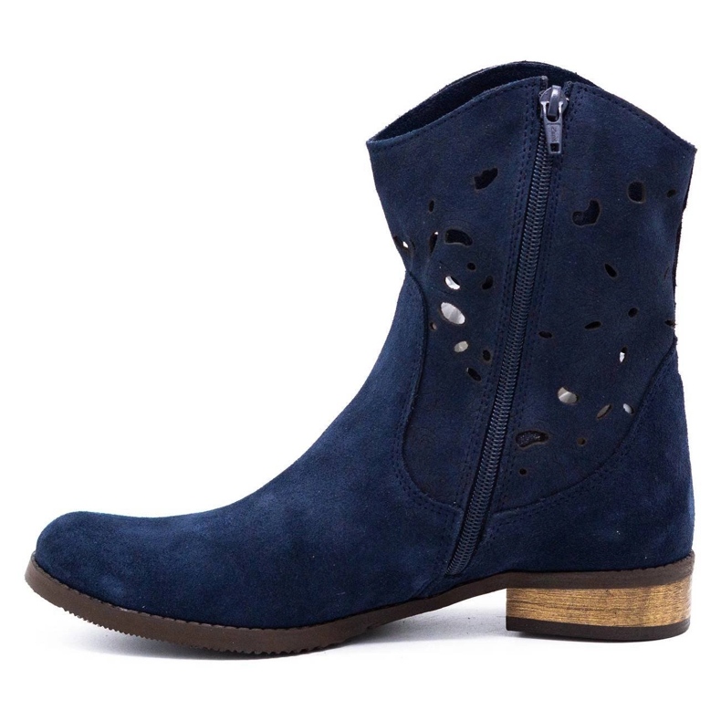 Olivier Comfortable Jess navy blue openwork boots 1