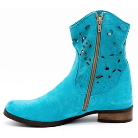 Olivier Comfortable Jess turquoise openwork boots blue 1