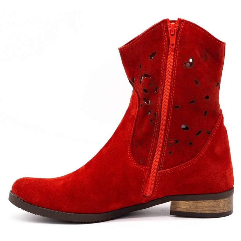 Olivier Comfortable Jess red openwork boots 1