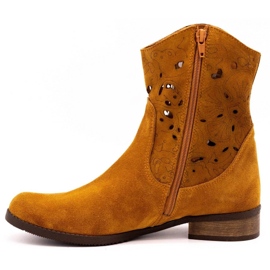 Olivier Comfortable Jess red openwork boots brown 1