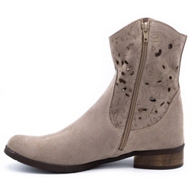 Olivier Comfortable Jess dark beige openwork boots 1