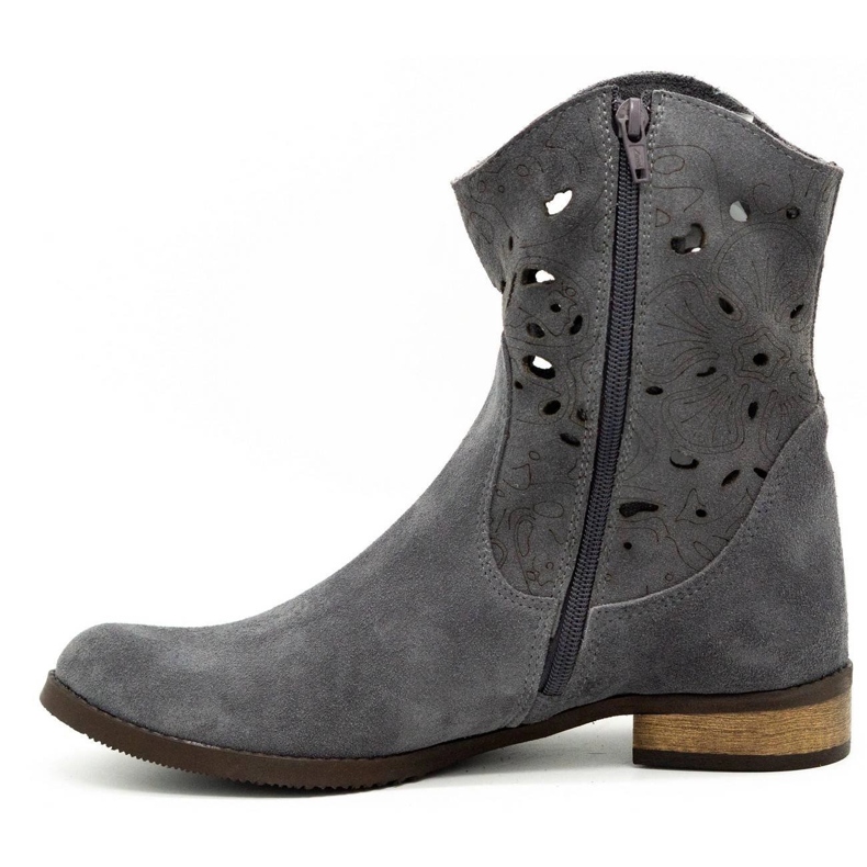 Olivier Comfortable Jess dark gray openwork boots grey 1