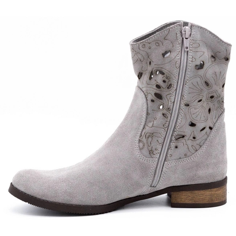 Olivier Comfortable Jess light gray openwork boots grey 1