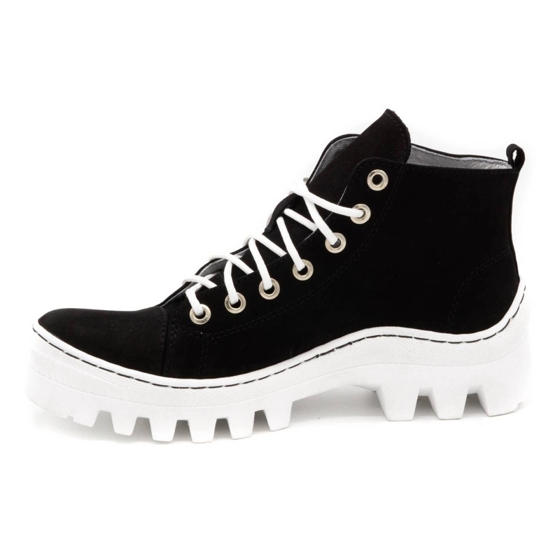 Polbut Leather women's boots D1 black with white 1