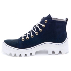Polbut Leather women's boots D1 navy blue 1