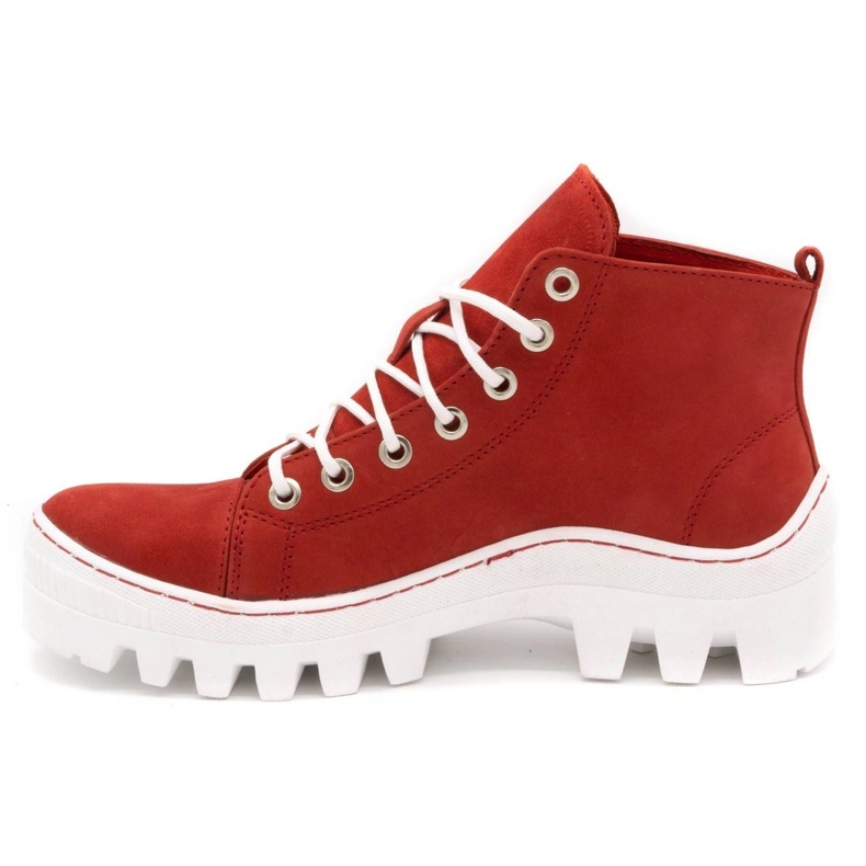 Polbut Leather women's boots D1 red 1