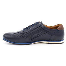 Kampol Men's leather casual shoes 64/54 navy blue 1