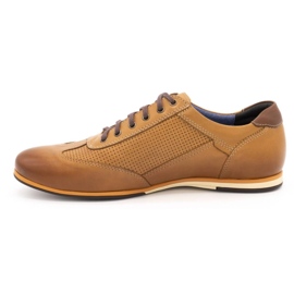 Kampol Men's leather casual shoes 64 / SŁ red orange 1