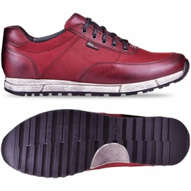 Kampol Men's casual leather shoes 31/34 maroon red 1