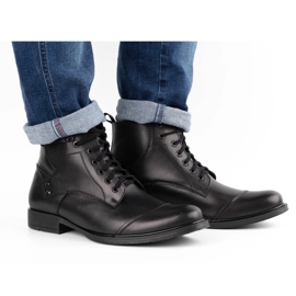 Olivier Men's winter leather boots 7005KB black 1