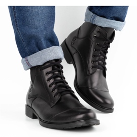 Olivier Men's winter leather boots 7005KB black 2
