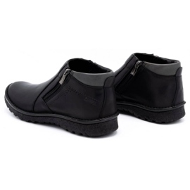 Kampol Men's shoes leather ankle boots 130KA black 1