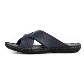 Kampol Men's leather slippers 216KAM navy blue 1