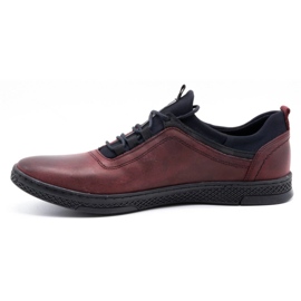 Polbut Men's leather casual shoes K24 burgundy grain red 1