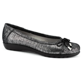 Saway Women's ballerina with a bow 2105 black silver 1