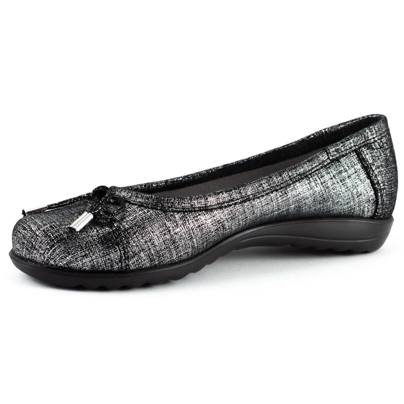 Saway Women's ballerina with a bow 2105 black silver 2