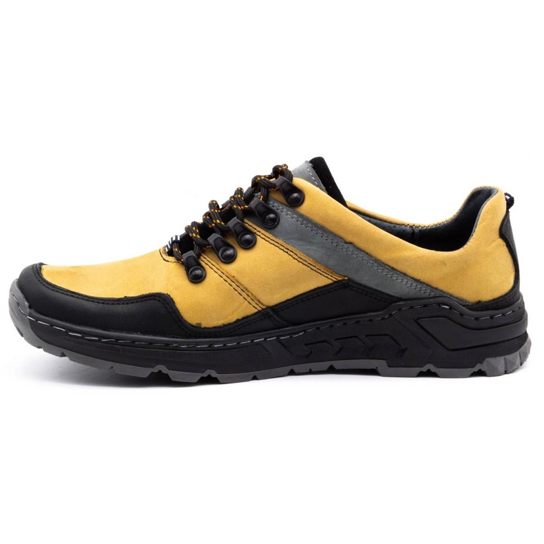 Olivier Men's leather trekking shoes 292GT yellow 1