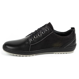 Kampol Men's casual leather shoes 61KAM black 1