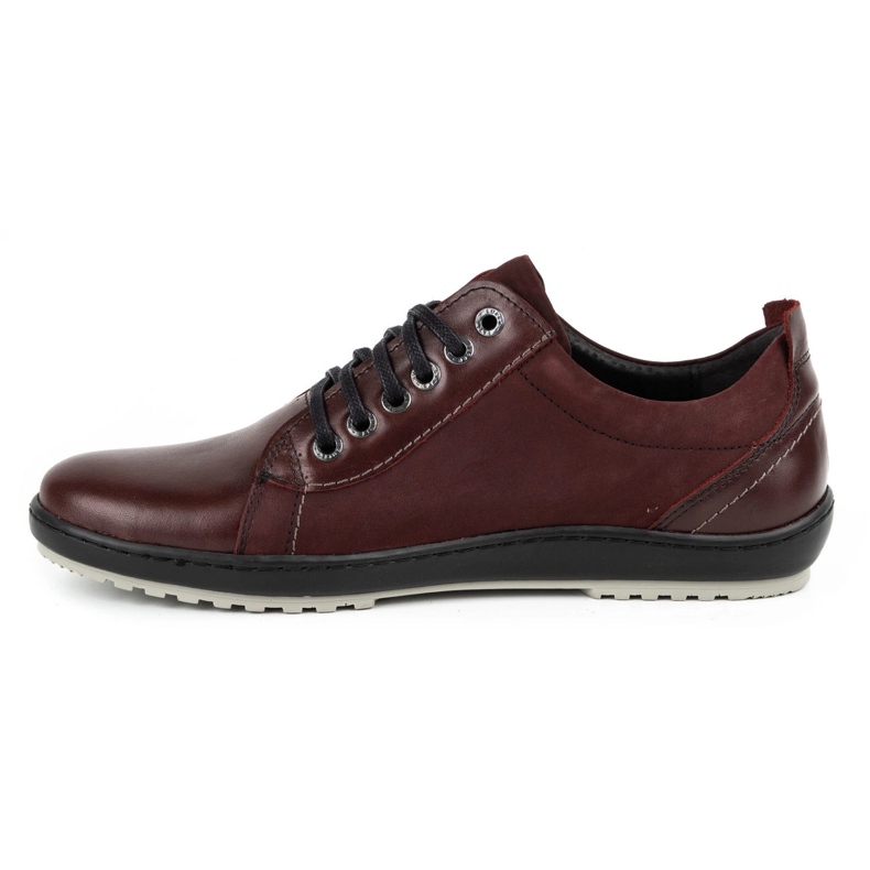 Kampol Men's casual leather shoes 61KAM burgundy red 1