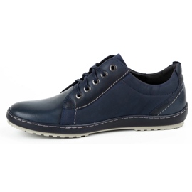 Kampol Men's casual leather shoes 61KAM navy blue 1 Kampol Men's casual leather shoes 61KAM navy blue 1