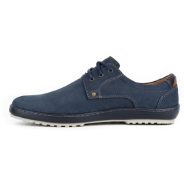 Kampol Men's casual leather 24KAM navy blue shoes 1