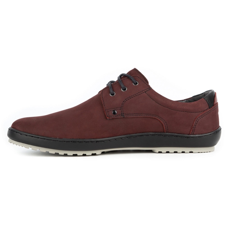 Kampol Men's casual leather shoes 24KAM burgundy red 1