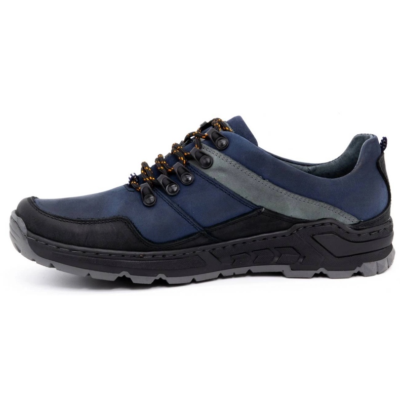 Olivier Men's leather trekking shoes 292GT navy blue 1