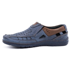 Olivier 893MP navy blue leather moccasin men's shoes brown 1