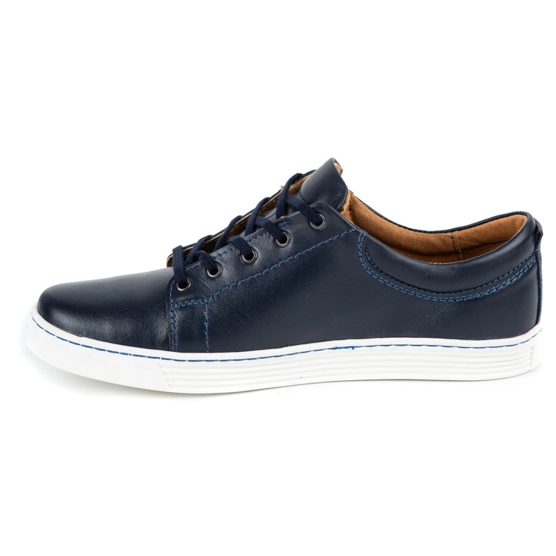 Olivier Men's leather casual shoes 946MA navy blue 1