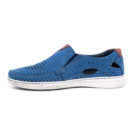 Olivier Men's shoes leather moccasins 937MP blue 1