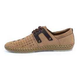 Olivier Men's leather summer shoes 882LMA beige 1