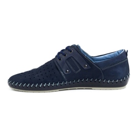 Olivier Men's leather summer shoes 882LMA navy blue 1